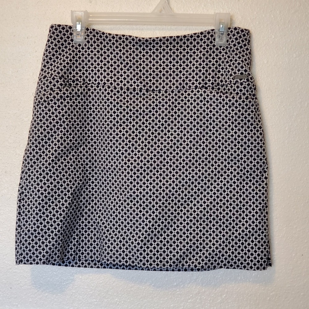 S.C. & CO. Women Black White Geometric Link Print Pull On Skort Size L Large